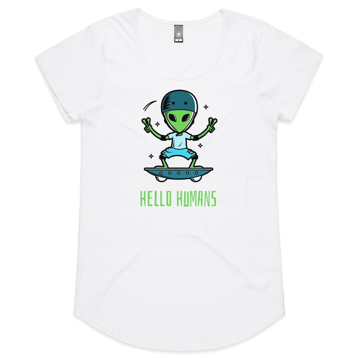 Hello Humans, Alien - Womens Scoop Neck T-Shirt