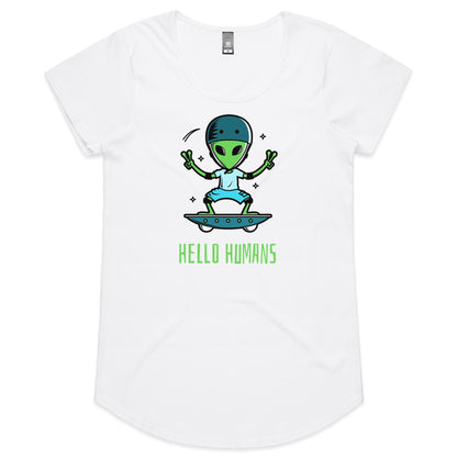 Hello Humans, Alien - Womens Scoop Neck T-Shirt