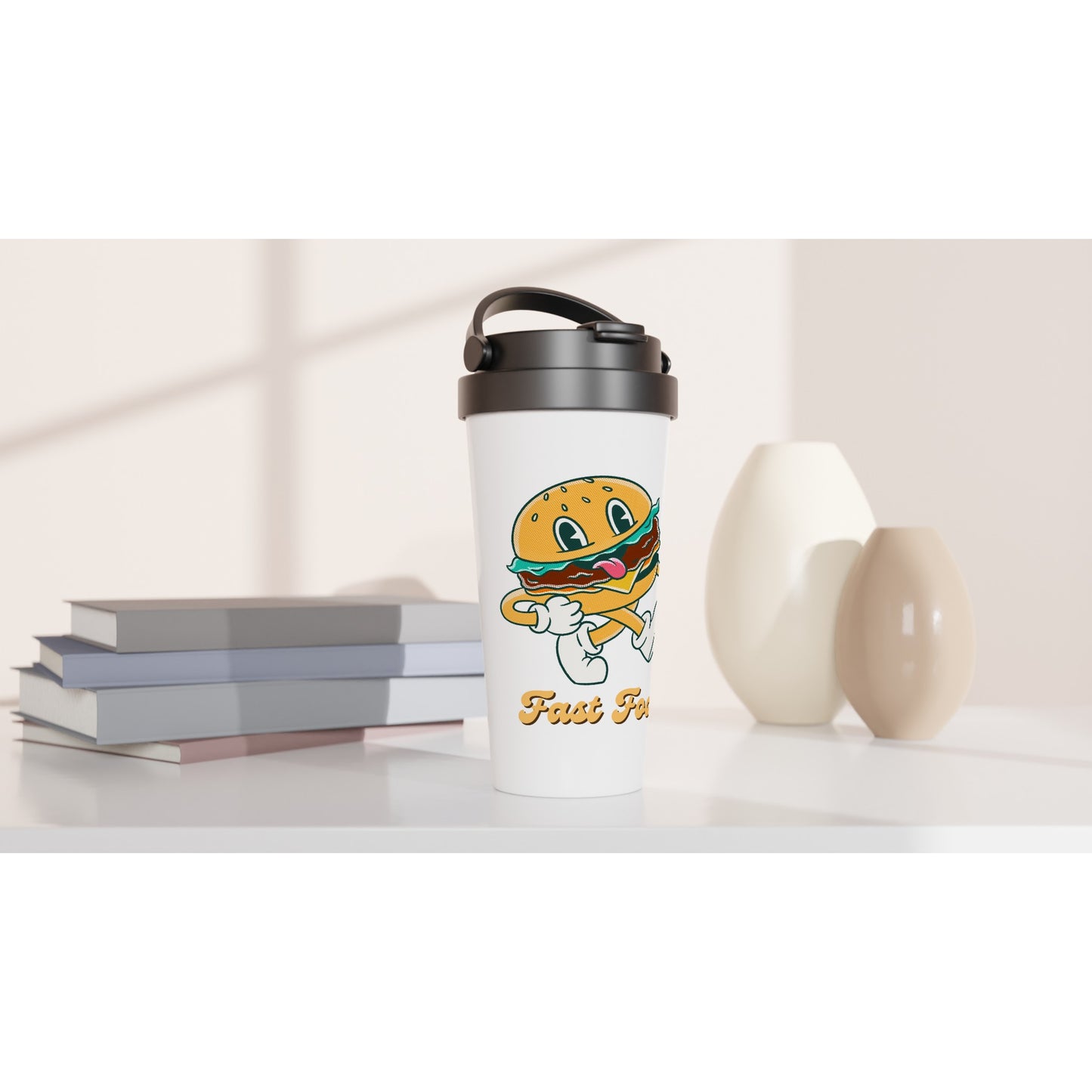 Fast Food - White 15oz Stainless Steel Travel Mug Travel Mug food Retro