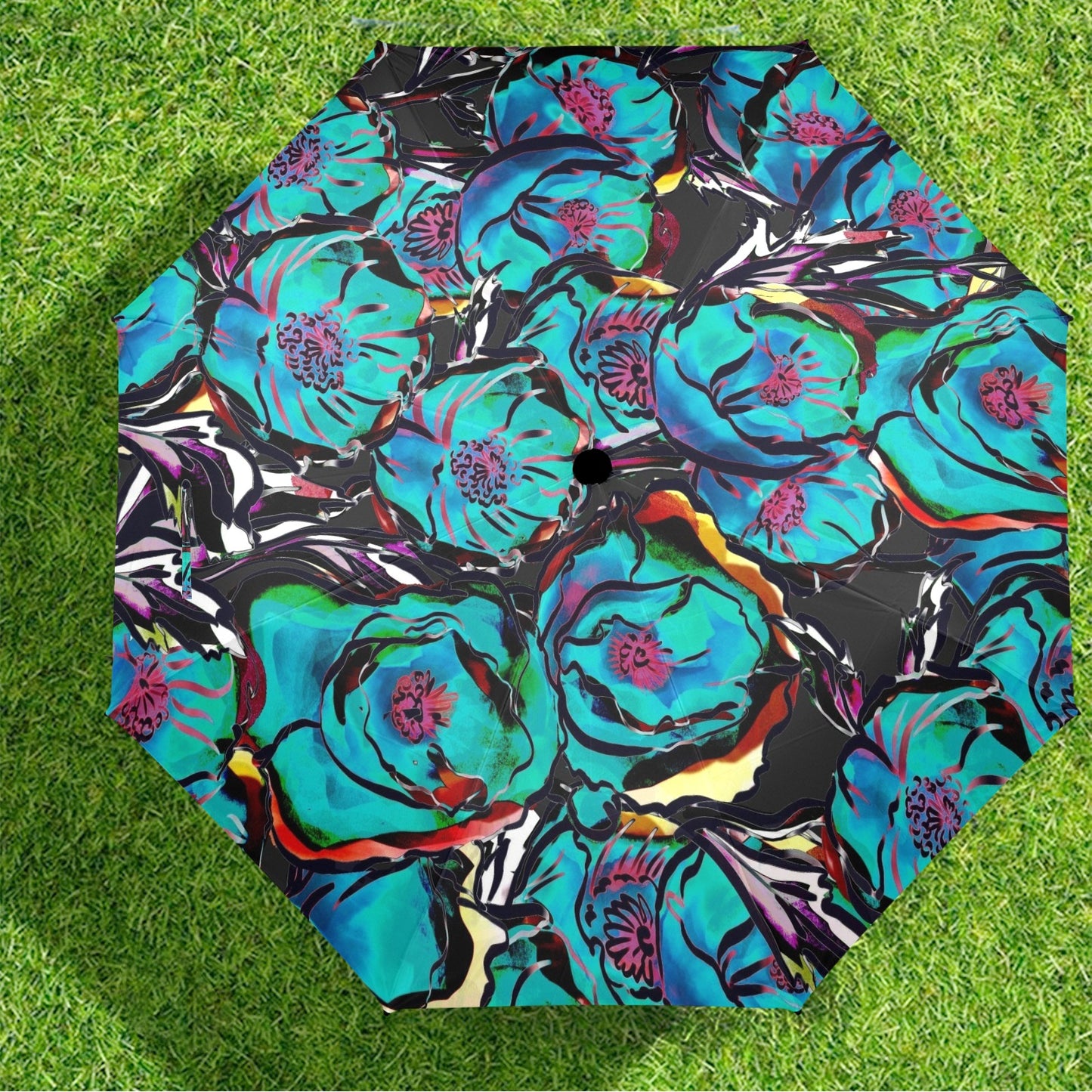 Flower It Blue - Semi-Automatic Foldable Umbrella Semi-Automatic Foldable Umbrella