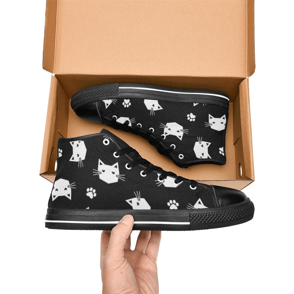 Geometric Cats - Women's High Top Canvas Shoes