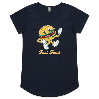 Fast Food, Hamburger - Womens Scoop Neck T-Shirt