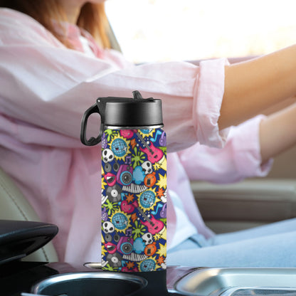 Sticker Music - Insulated Water Bottle with Straw Lid (18oz) Insulated Water Bottle with Swing Handle Printed Offshore