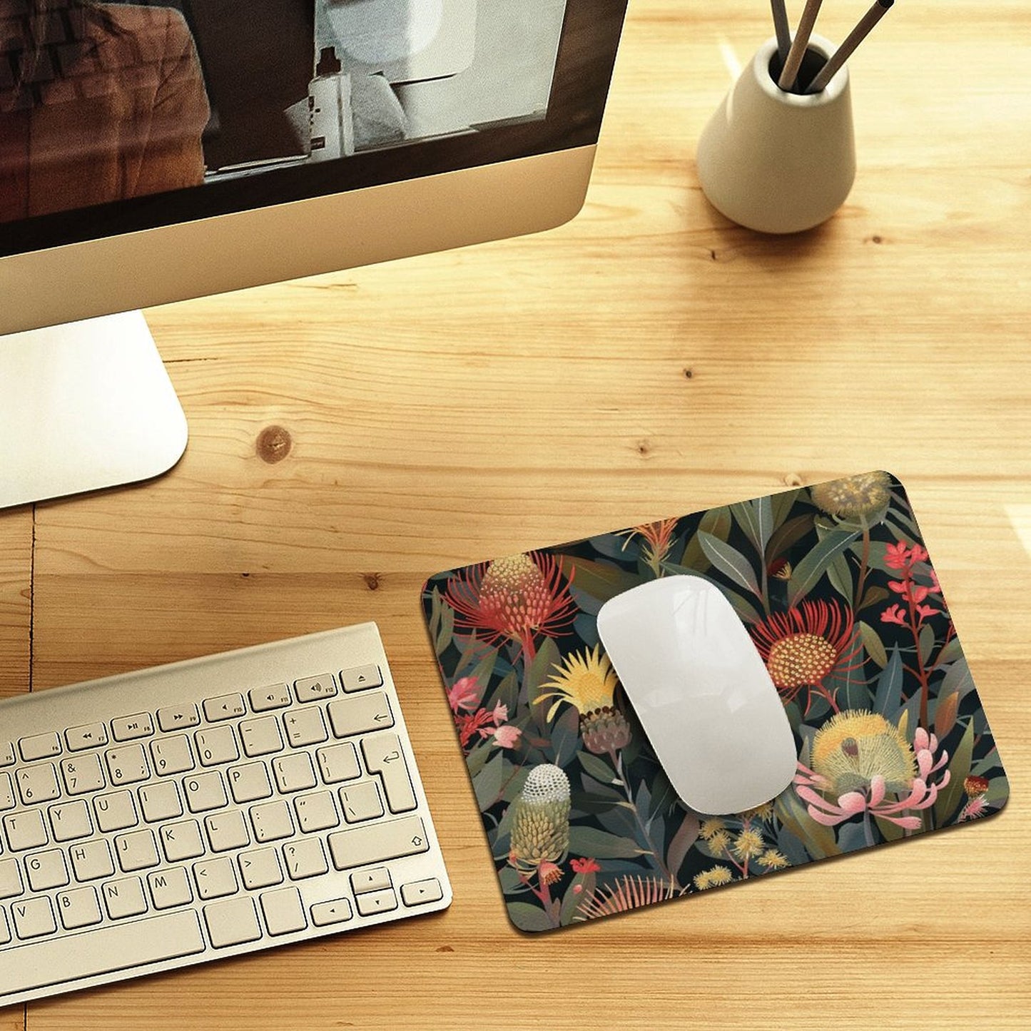 Australian Native Flowers - Leather Mouse Pad