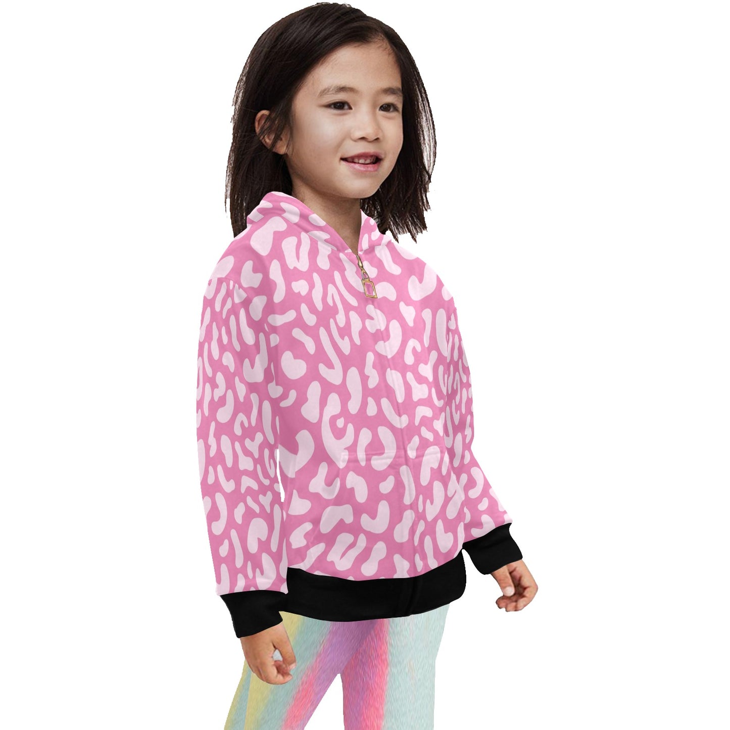 Pink Leopard - Junior Girls Zip Up Hoodie