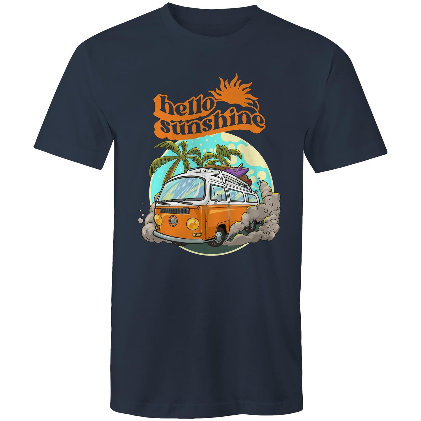 Hello Sunshine, Beach Van - Mens T-Shirt Navy Mens T-shirt Summer Surf