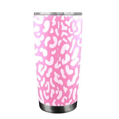 Pink Leopard - 20oz Travel Mug with Clear Lid Clear Lid Travel Mug animal