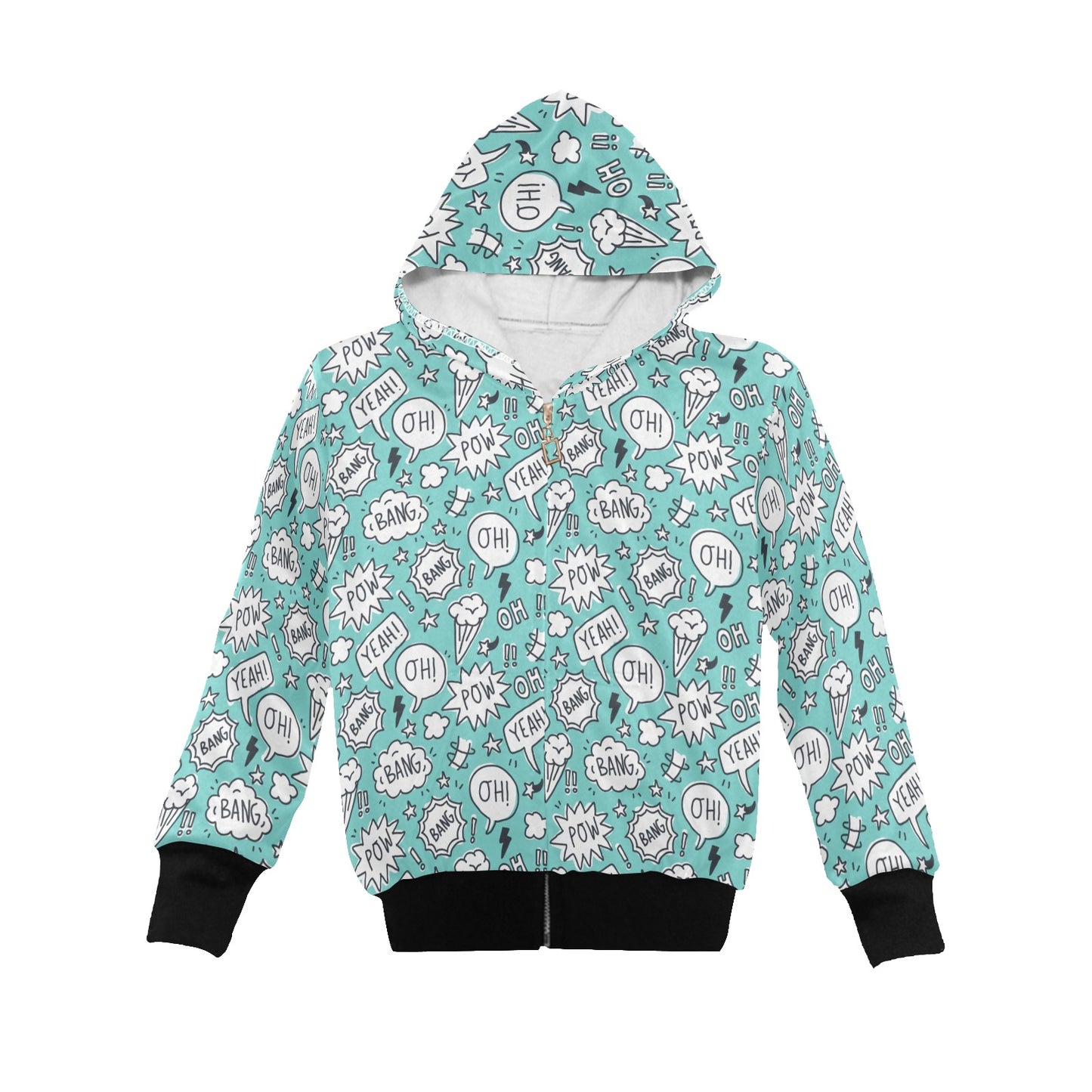 Comic Book Speech Bubbles - Junior Boys Zip Up Hoodie