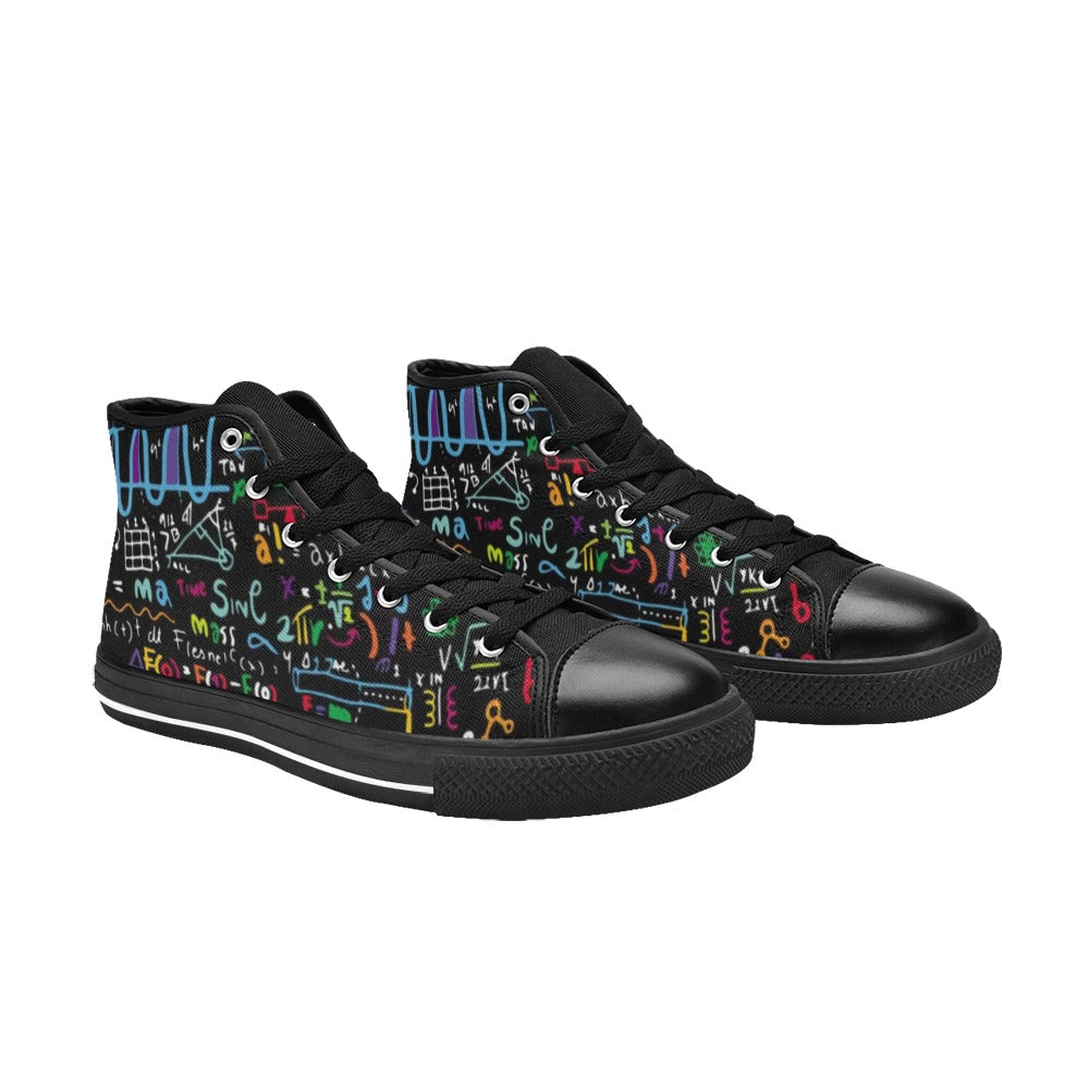 Math Scribbles - Men's High Top Canvas Shoes