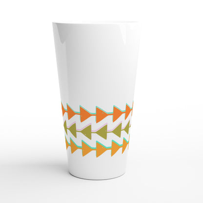 Retro Triangles - White Latte 17oz Ceramic Mug Latte Mug Globally Fulfilled Retro