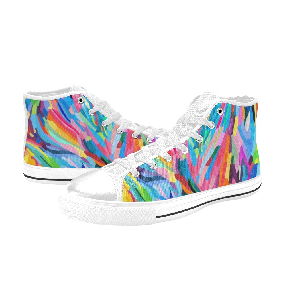 Brushstrokes - Women's High Top Canvas Shoes