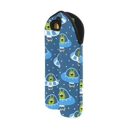 Cute Aliens in UFOs - 2-Bottle Neoprene Wine Bag 2 Bottle Wine Bag Printed Offshore Sci Fi