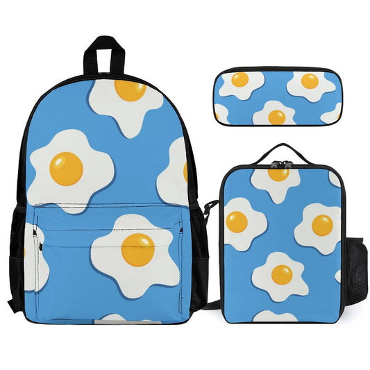 Fried Eggs - School Backpack Three Piece Set