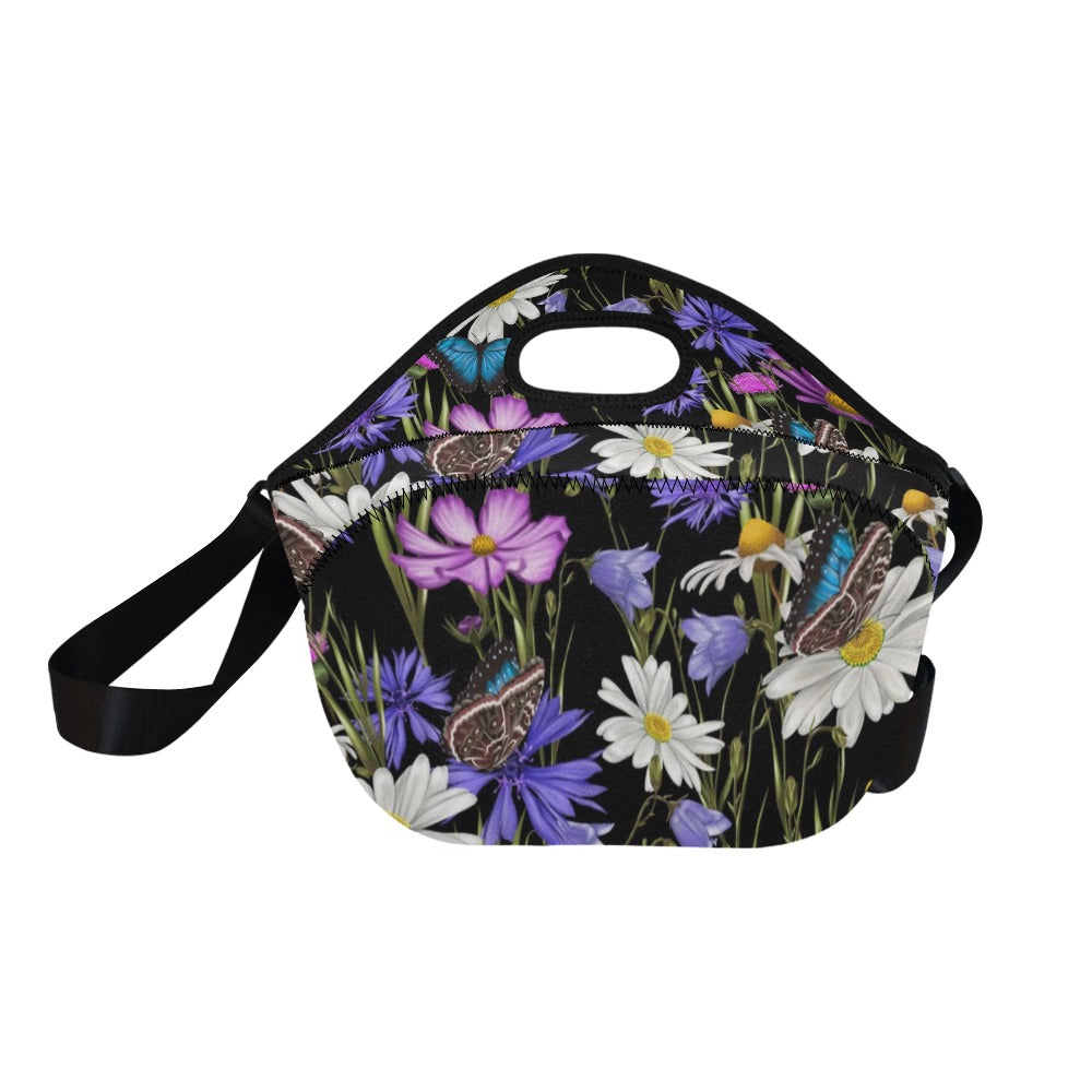 Butterfly Flowers - Neoprene Lunch Bag/Large Neoprene Lunch Bag/Large Printed Offshore