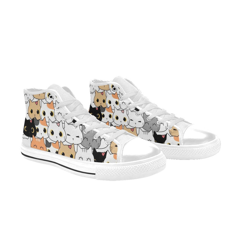 Cute Cartoon Cats - Men's High Top Canvas Shoes