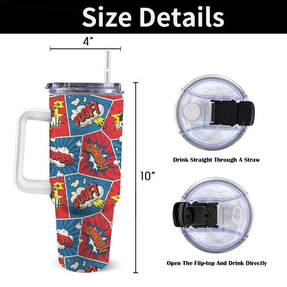 Comic Book Pop - 40oz Tumbler with White Handle