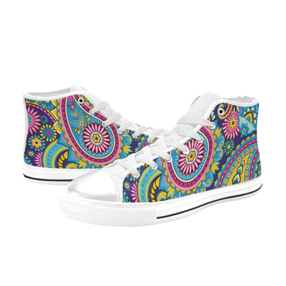 Bright Paisley - Women's High Top Canvas Shoes