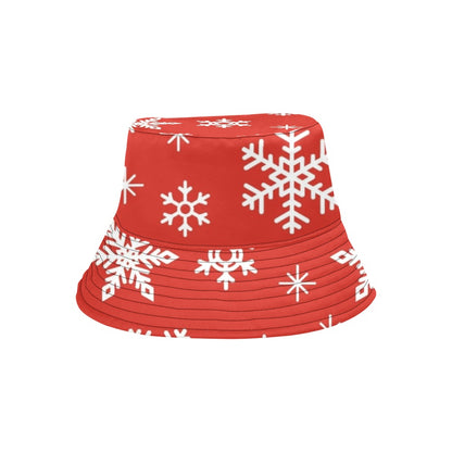 Red Snowflakes, Christmas - Womens Bucket Hat