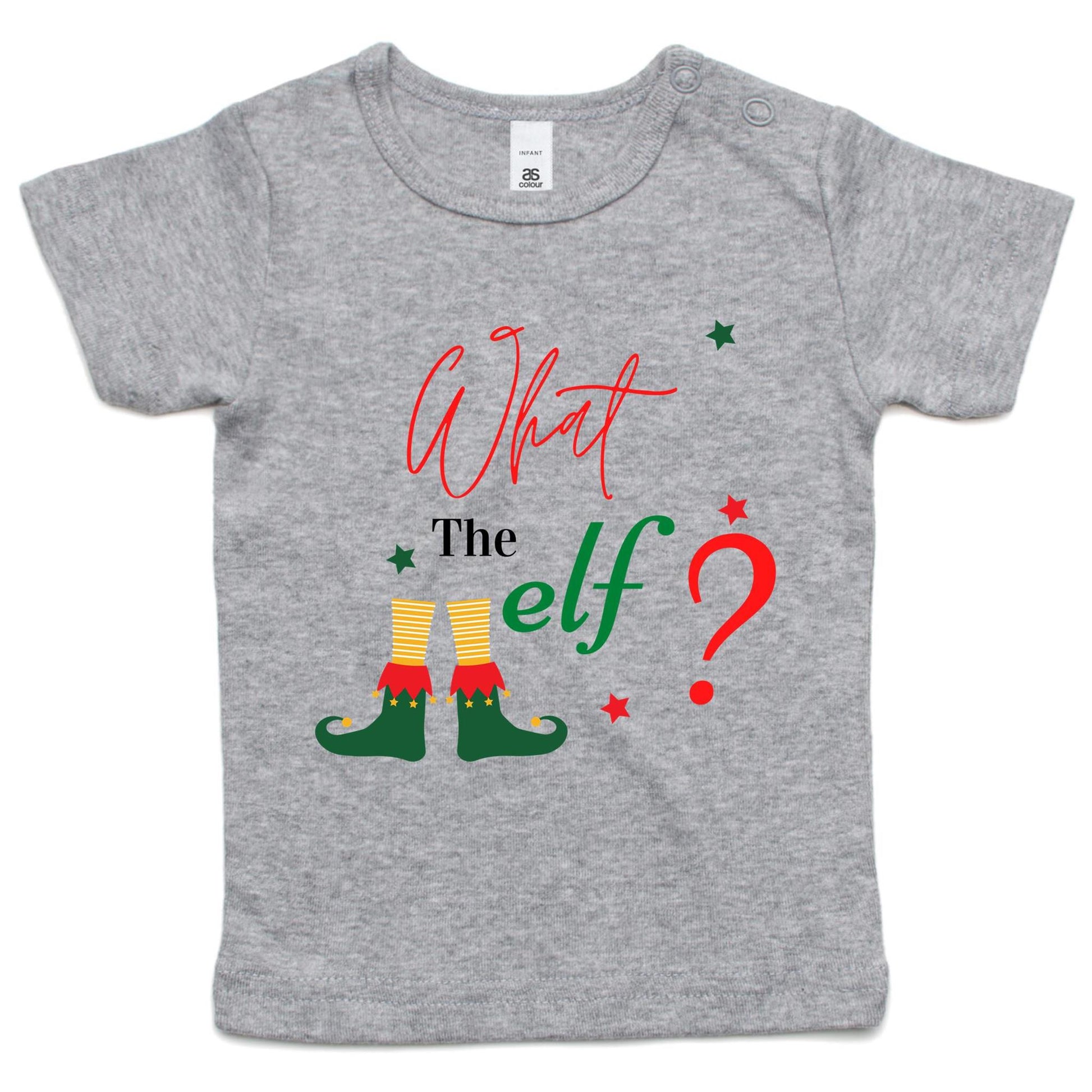 What The Elf? - Baby T-shirt Grey Marle Christmas Baby T-shirt Merry Christmas