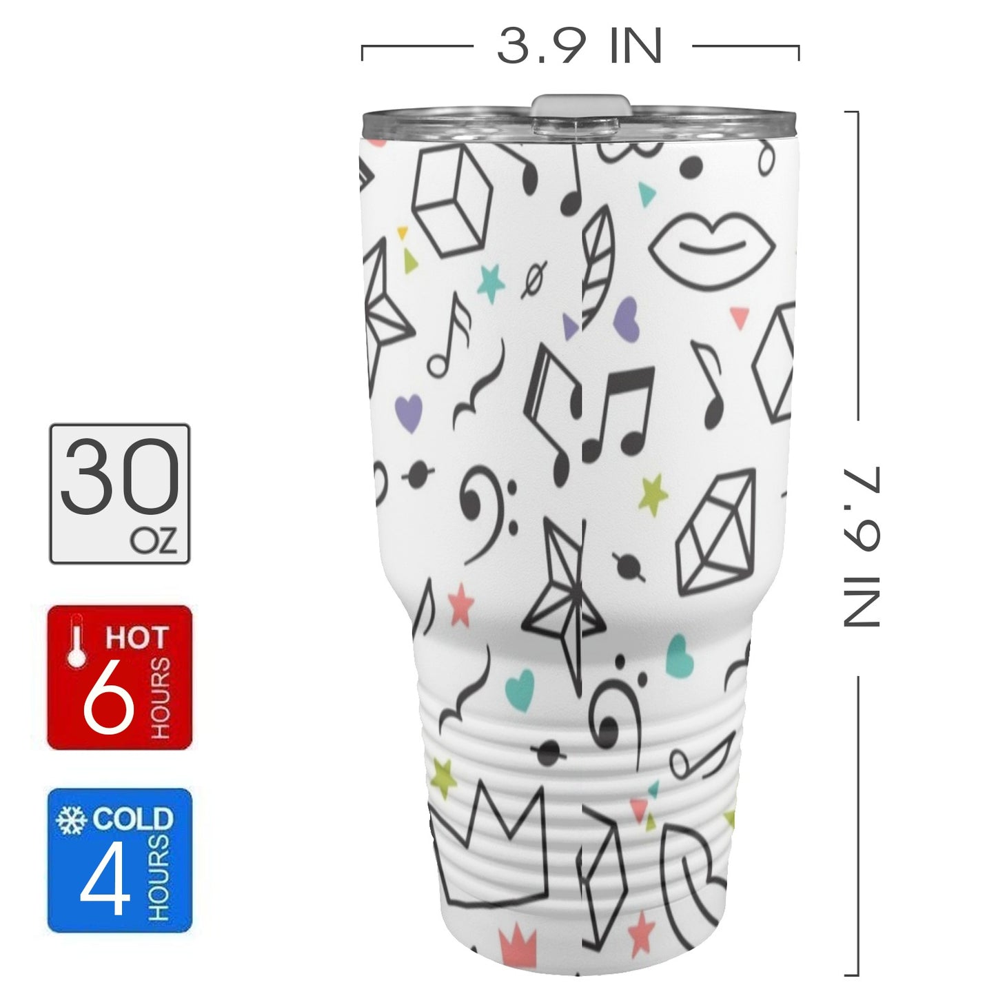 Music Time - 30oz Insulated Stainless Steel Mobile Tumbler