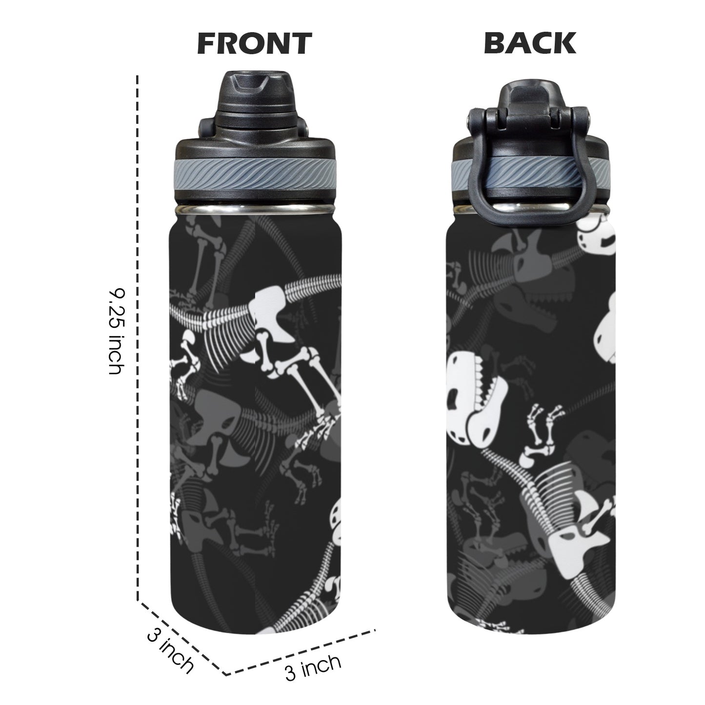 Dinosaur Skeleton - Insulated Water Bottle with Dual-Use Lid (18oz) Insulated Water Bottle with Dual-Use Lid (18oz) animal Printed Offshore