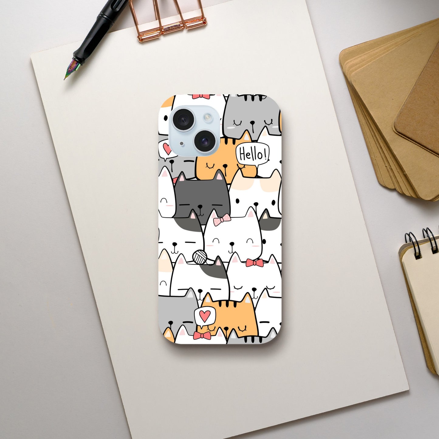 Cat Hello - Phone Tough Case iPhone 15 Phone Case