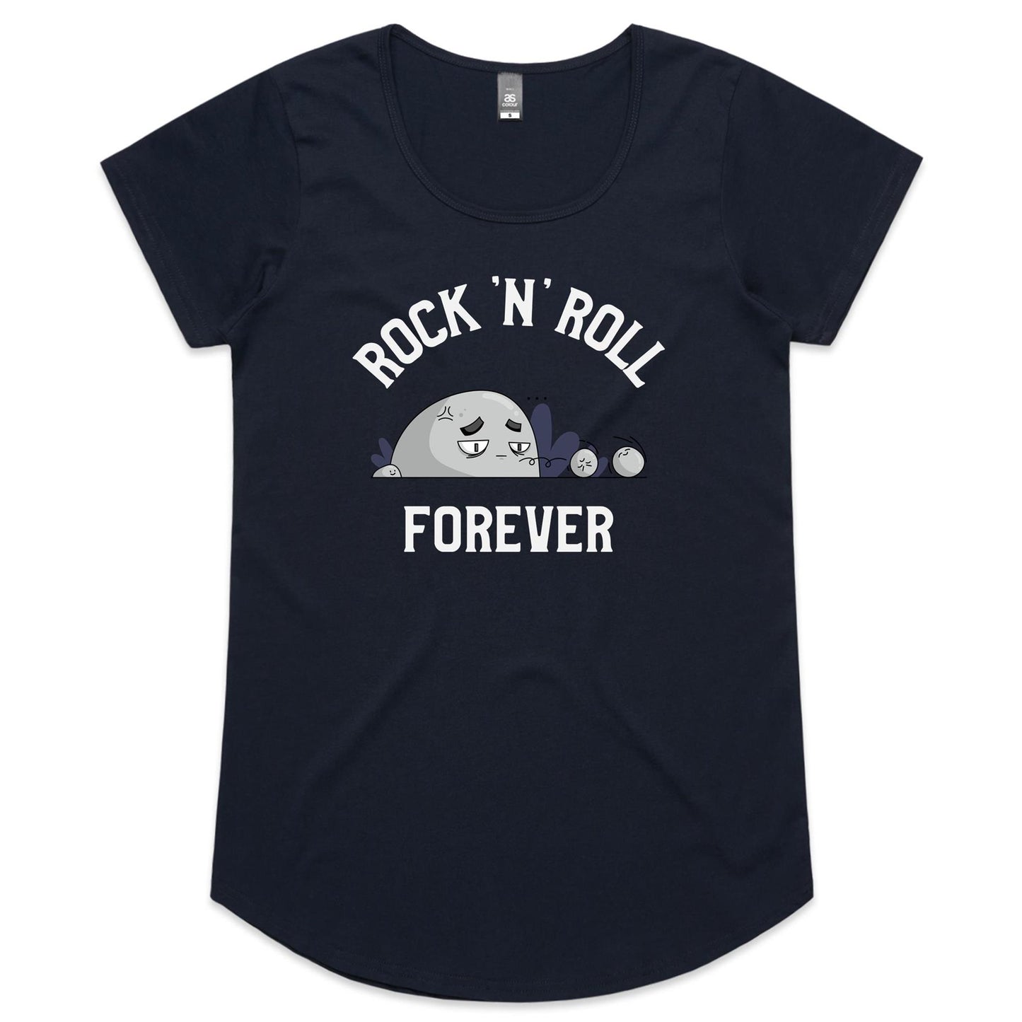 Rock 'N' Roll Forever - Womens Scoop Neck T-Shirt Navy Womens Scoop Neck T-shirt Music