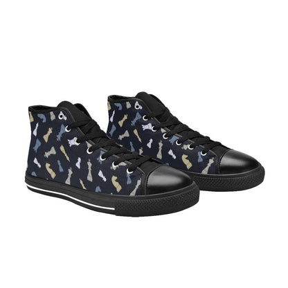 Chess Pattern - Women's High Top Canvas Shoes