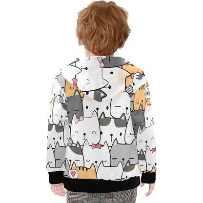 Cat Hello - Junior Boys Zip Up Hoodie