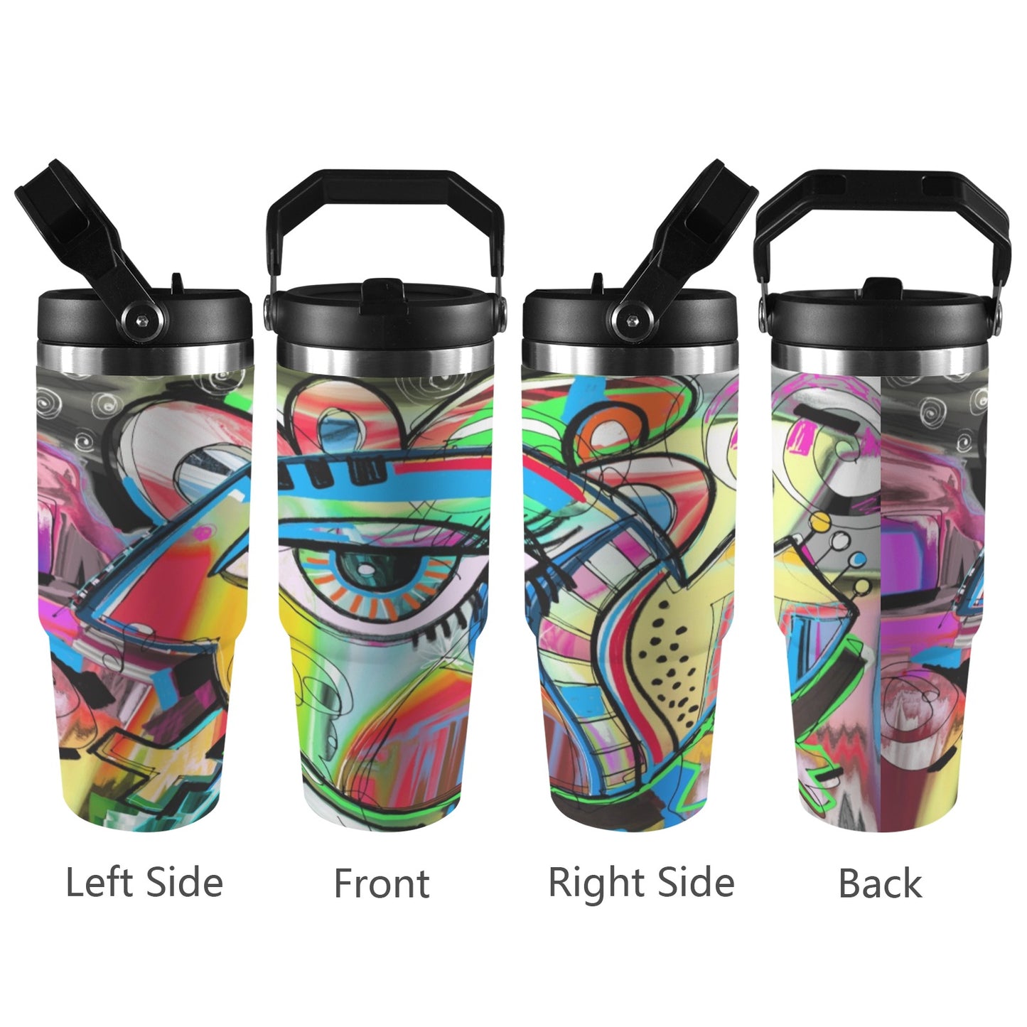 Graffiti Bird - 30oz Tumbler with Top Handle