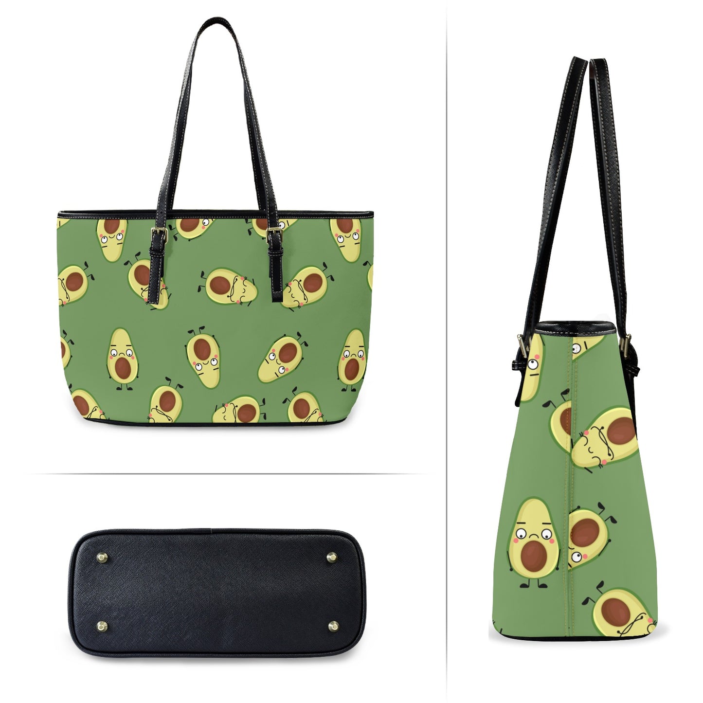 Avocado Characters - Leather Tote Bag-Large