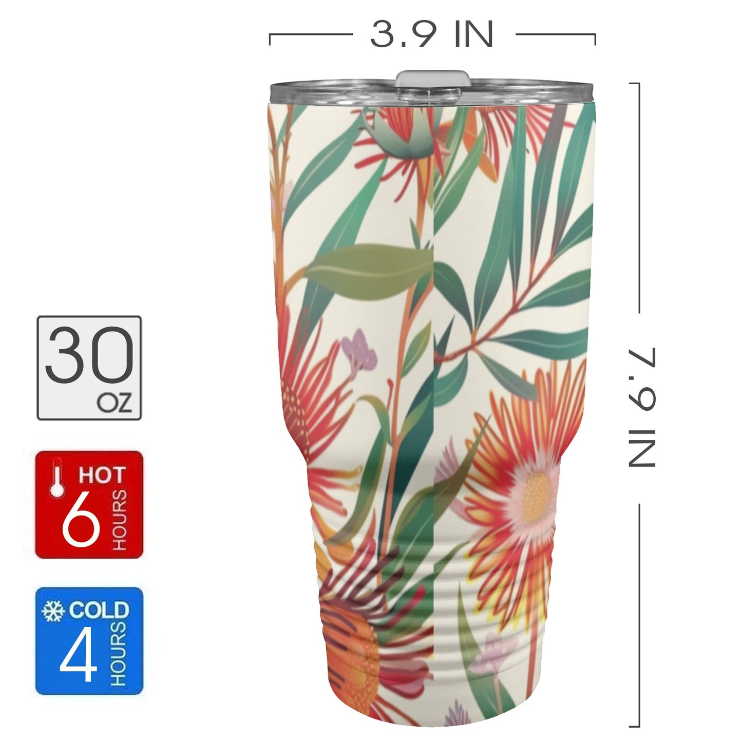 Australian Native Flora - 30oz Insulated Stainless Steel Mobile Tumbler