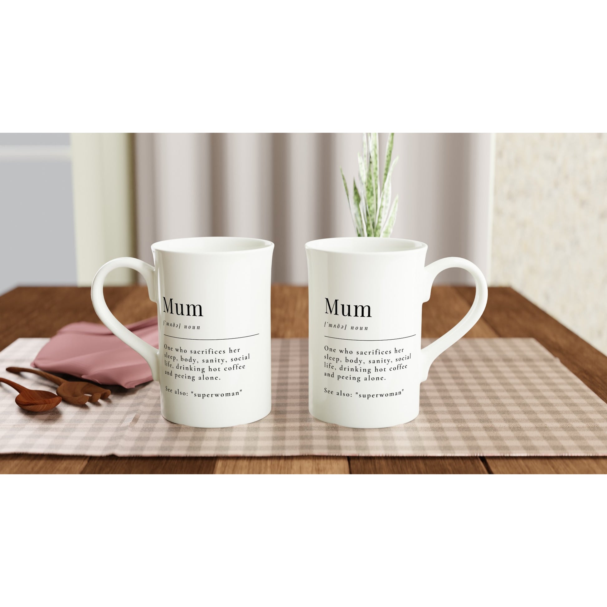 Mum Definition - White 10oz Porcelain Slim Mug Porcelain Mug Globally Fulfilled Mum