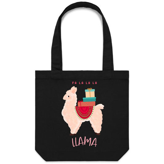 Fa La La La Llama, Christmas - Canvas Tote Bag