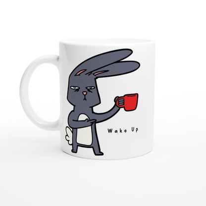 Wake Up, Rabbit - White 11oz Ceramic Mug Default Title White 11oz Mug animal Coffee Globally Fulfilled