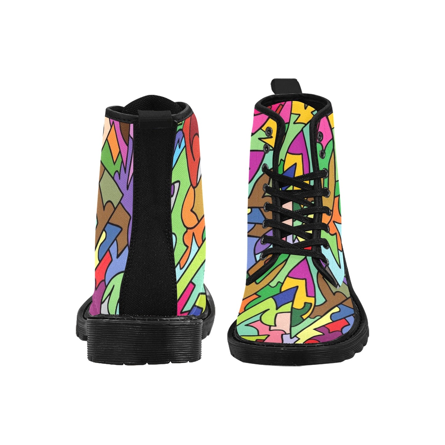 Bright Abstract - Martin Boots for Men (Black)