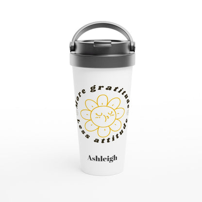 More Gratitude Less Attitude - White 15oz Stainless Steel Travel Mug Default Title Travel Mug Globally Fulfilled