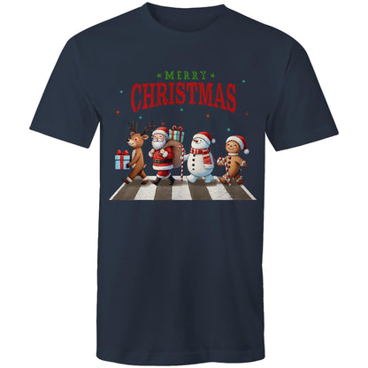 Fab Four, Merry Christmas - Mens T-Shirt Navy Mens Christmas T-shirt Christmas Printed In Australia