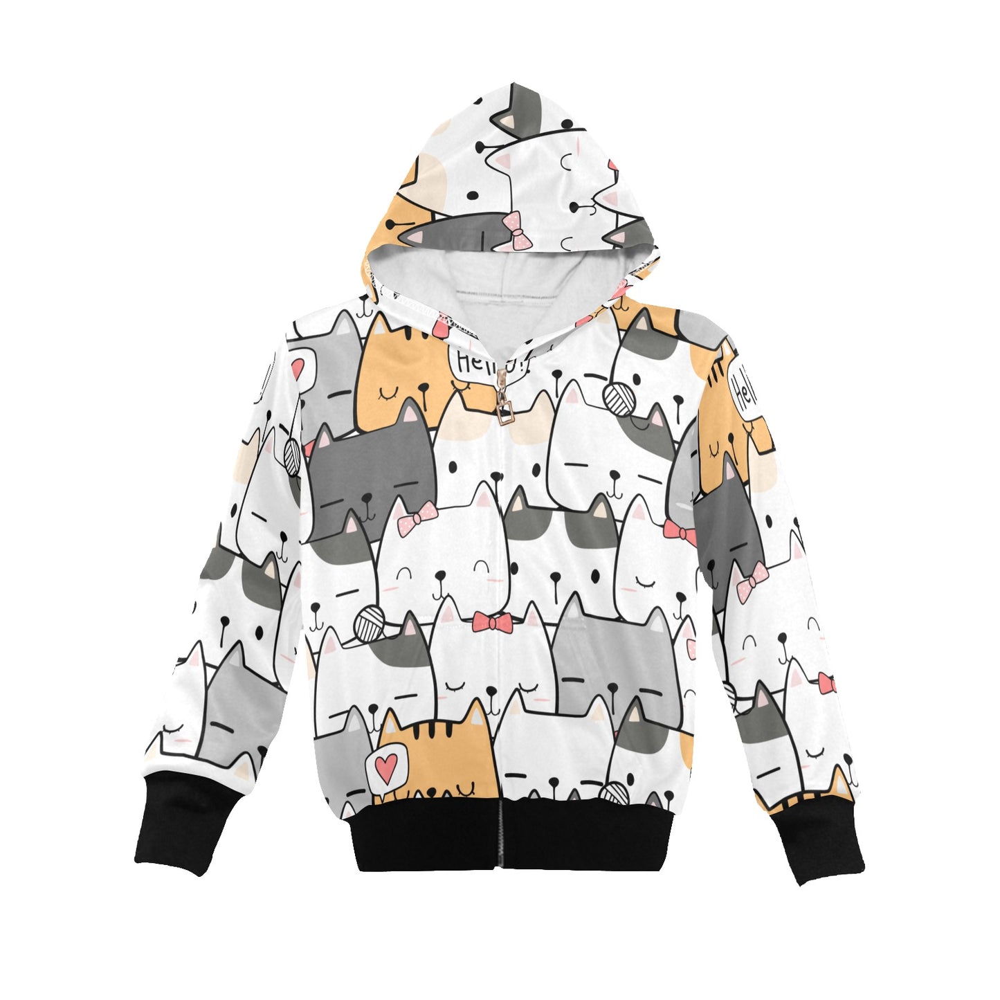 Cat Hello - Senior Girls Zip Up Hoodie