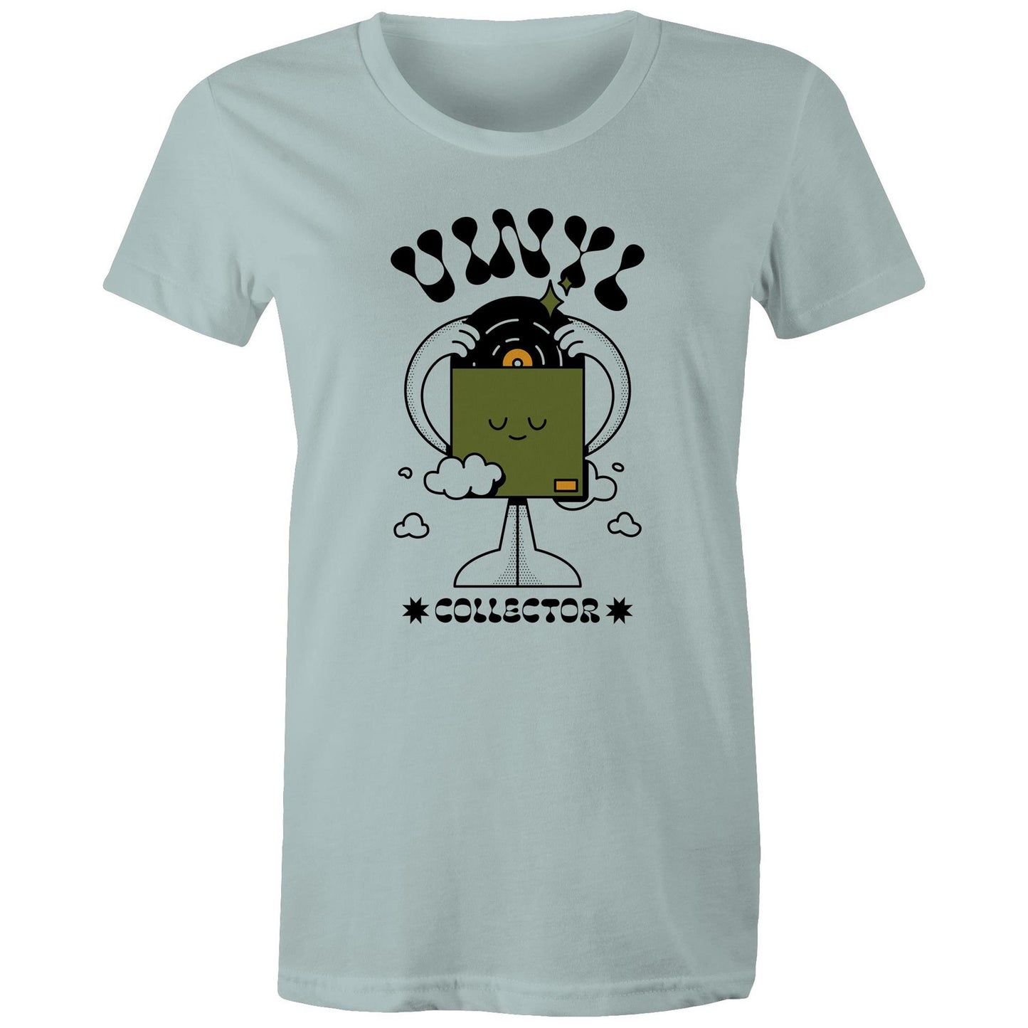 Vinyl Collector, Records - Womens T-shirt Pale Blue Womens T-shirt Music Printed In Australia Retro