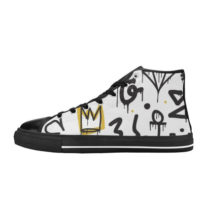 Graffiti Crown - Women's High Top Canvas Shoes