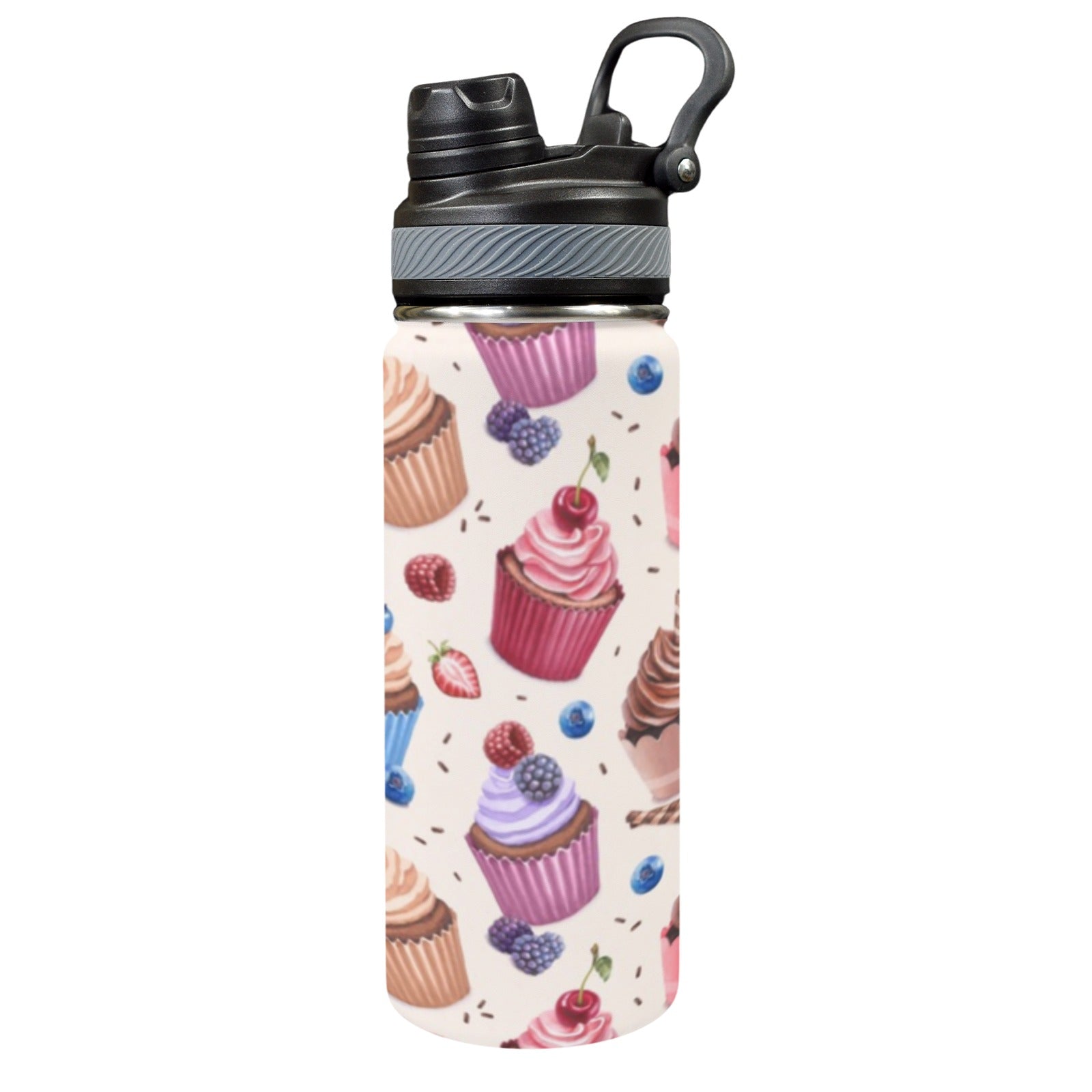 Cupcakes - Insulated Water Bottle with Dual-Use Lid (18oz) Insulated Water Bottle with Dual-Use Lid (18oz) Food Printed Offshore