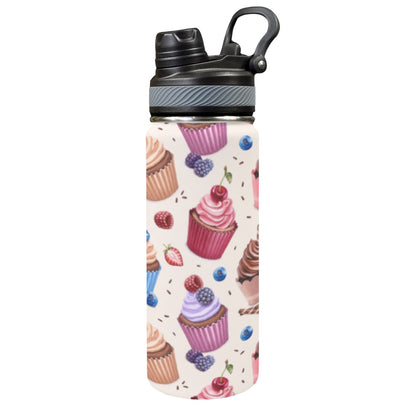 Cupcakes - Insulated Water Bottle with Dual-Use Lid (18oz) Insulated Water Bottle with Dual-Use Lid (18oz) Food Printed Offshore