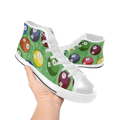 Pool Balls - Women's High Top Canvas Shoes