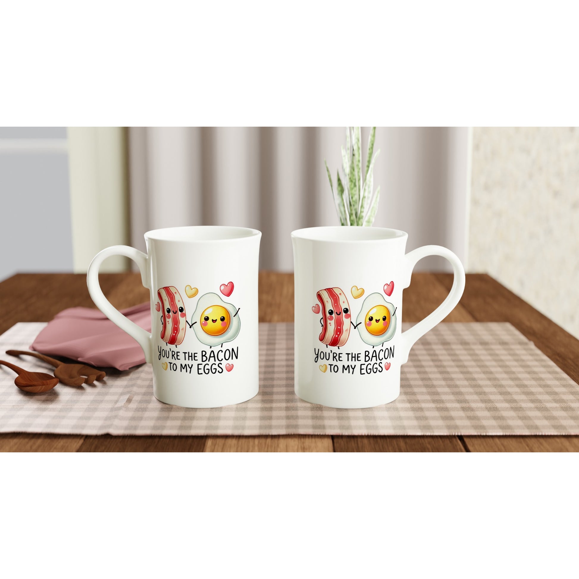 You're The Bacon To My Eggs, Valentine - White 10oz Porcelain Slim Mug Porcelain Mug