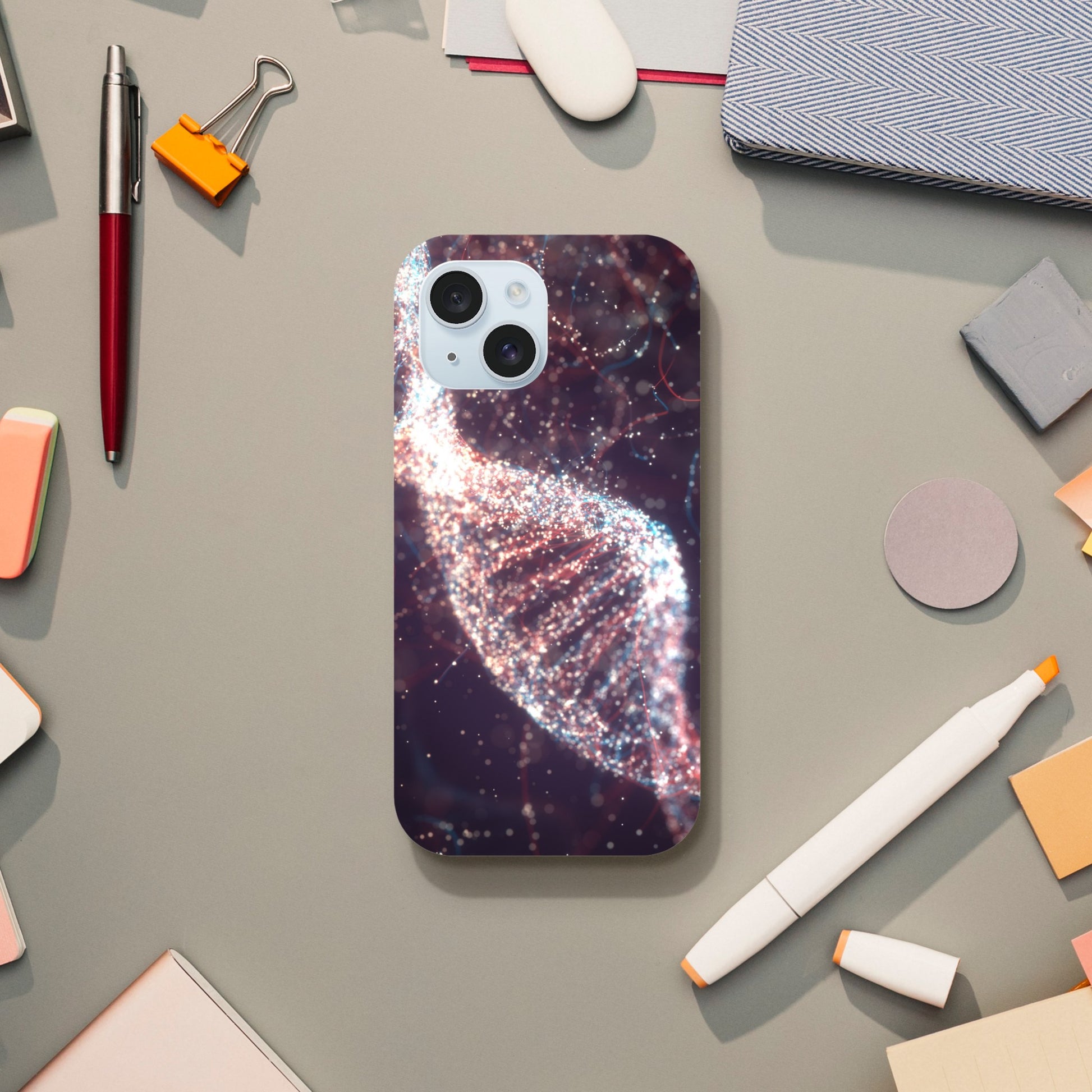 Glittery DNA - Phone Tough Case iPhone 15 Phone Case Globally Fulfilled