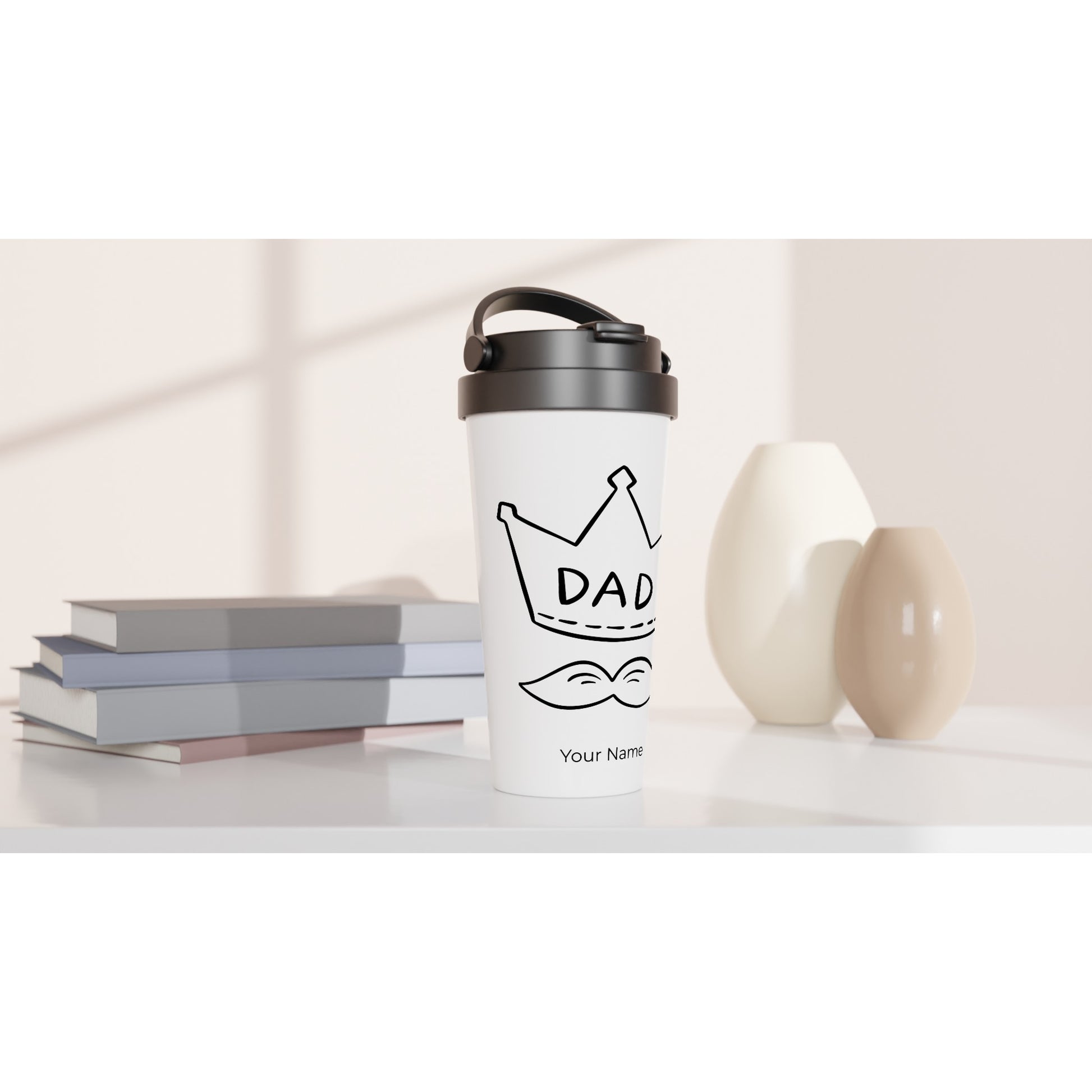 Personalised - Dad - White 15oz Stainless Steel Travel Mug Personalised Travel Mug Dad