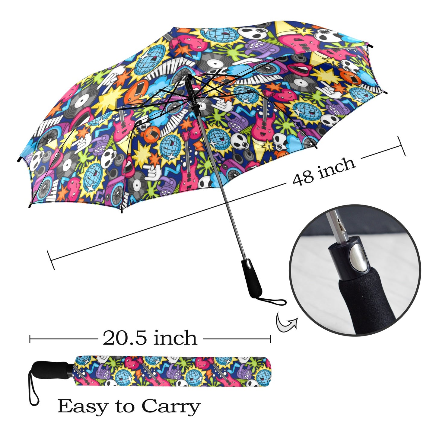 Sticker Music - Semi-Automatic Foldable Umbrella Semi-Automatic Foldable Umbrella Printed Offshore