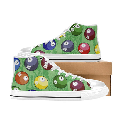 Pool Balls - Men's High Top Canvas Shoes