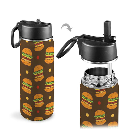 Burgers - Insulated Water Bottle with Straw Lid (18oz) Insulated Water Bottle with Swing Handle Printed Offshore